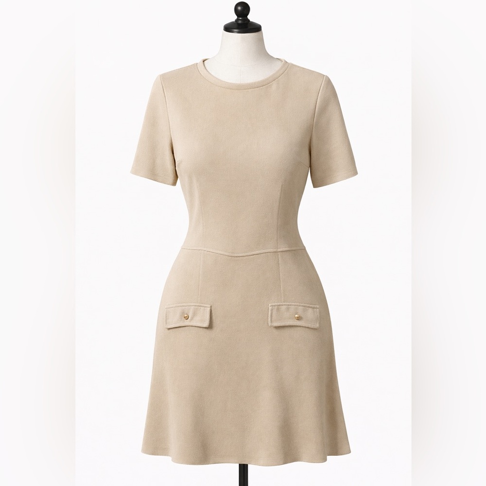 Zara Beige Short Sleeve Dress